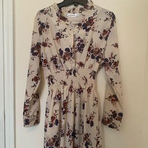 Long Sleeve Mini Floral Dress